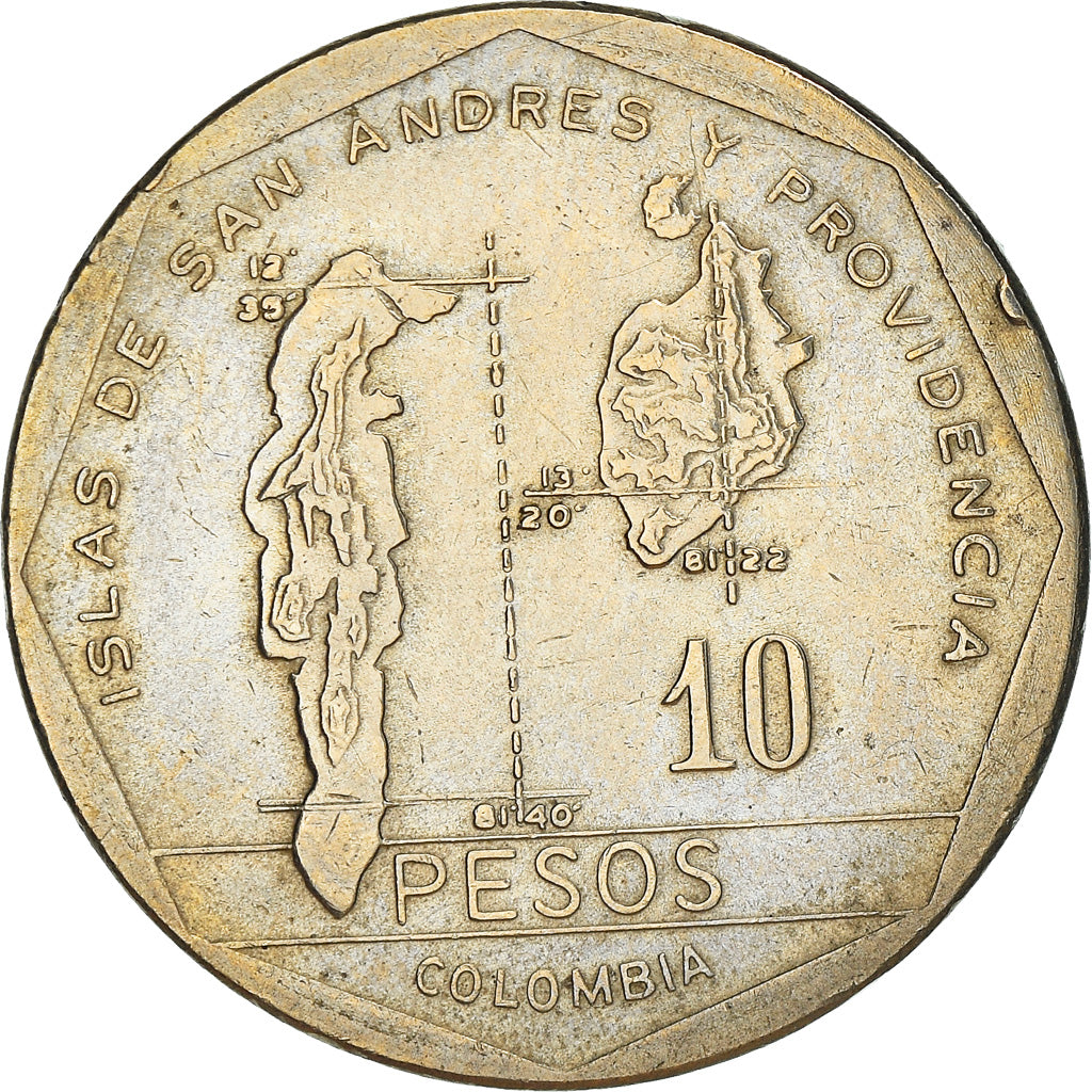 Moneta, Colombia, 10 Pesos, 1981, MB+, Rame-nichel-zinco, KM:270