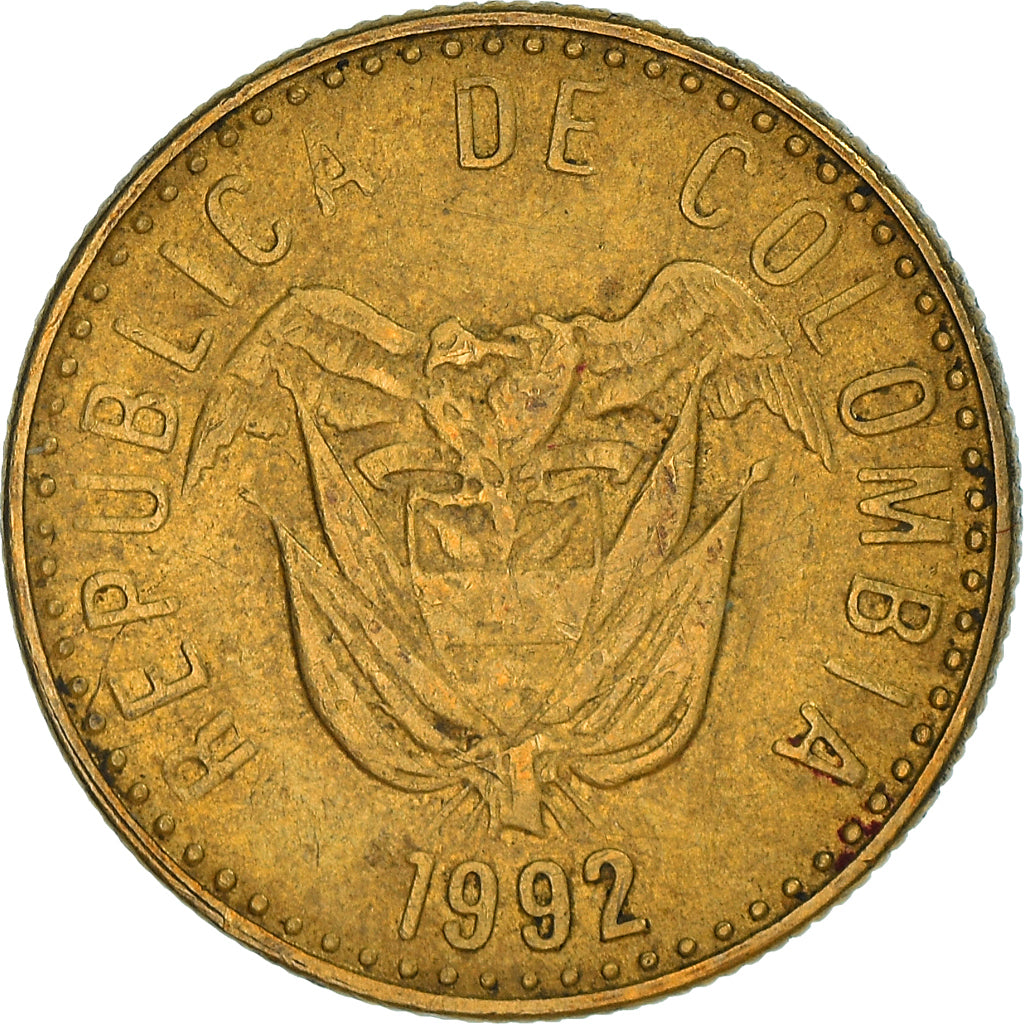 Moneda, Colombia, 20 Pesos, 1992, BC+, Aluminio - bronce, KM:282.1