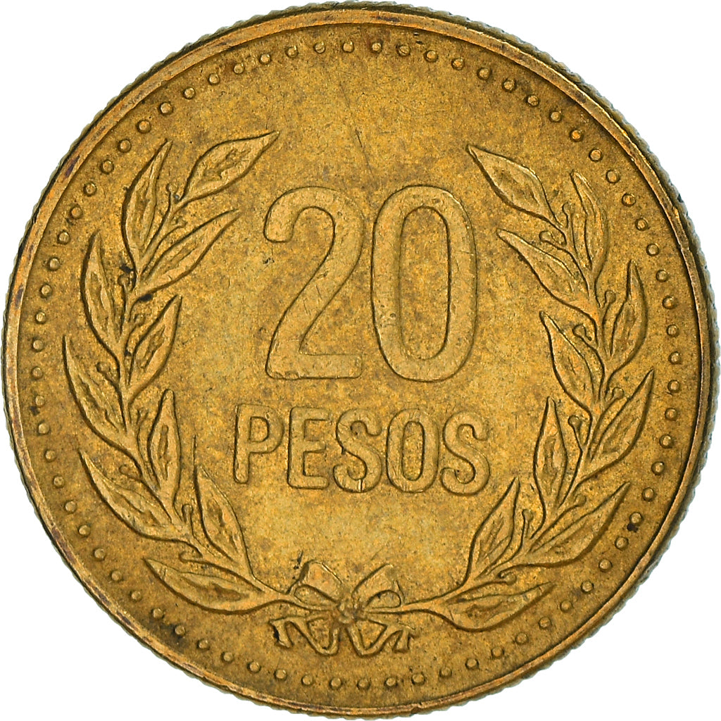 Moneda, Colombia, 20 Pesos, 1992, BC+, Aluminio - bronce, KM:282.1