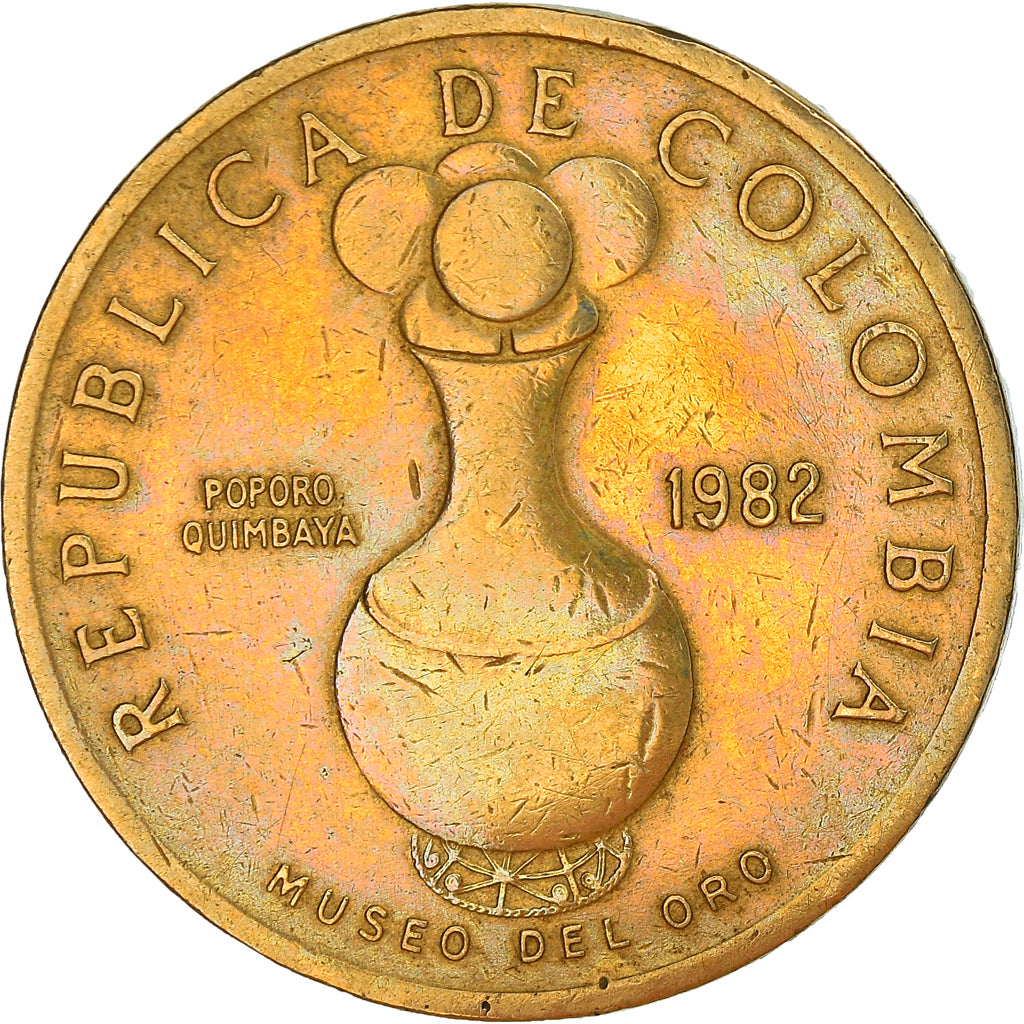 Moneda, Colombia, 20 Pesos, 1982, BC+, Aluminio - bronce, KM:271