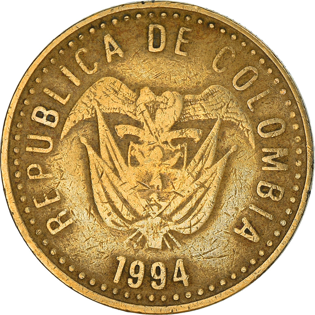 Moneda, Colombia, 100 Pesos, 1994, BC+, Aluminio - bronce, KM:285.1