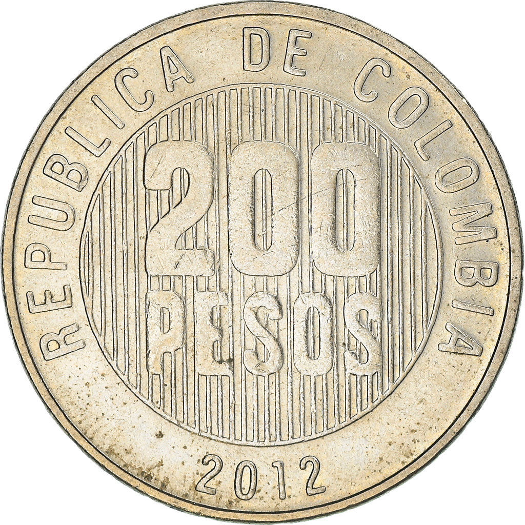 Moneta, Colombia, 200 Pesos, 2012, BB+, Rame-nichel-zinco, KM:287