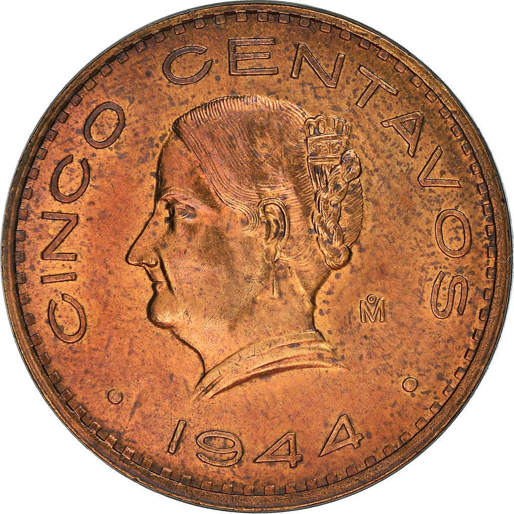 Moneta, Messico, 5 Centavos, 1944, Mexico City, SPL, Bronzo, KM:424