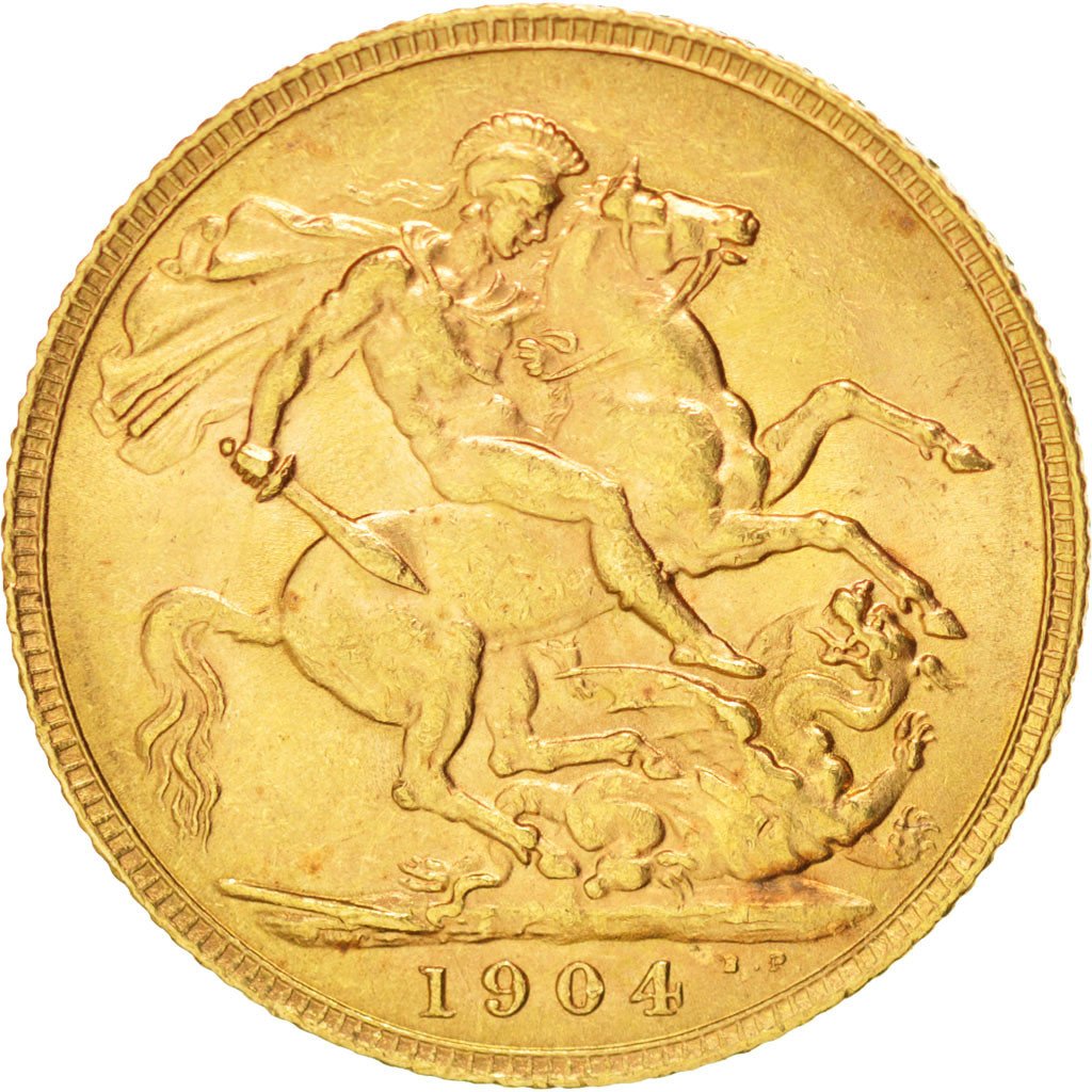 GREAT BRITAIN, Sovereign, 1904, KM #805, AU(50-53), Gold, 8.03