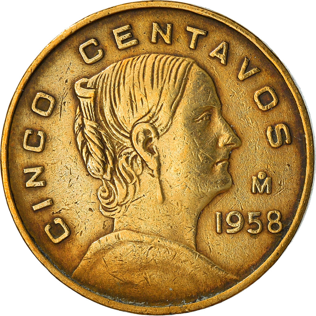 Coin, Mexico, 5 Centavos, 1958, Mexico City, VF(30-35), Brass, KM:426
