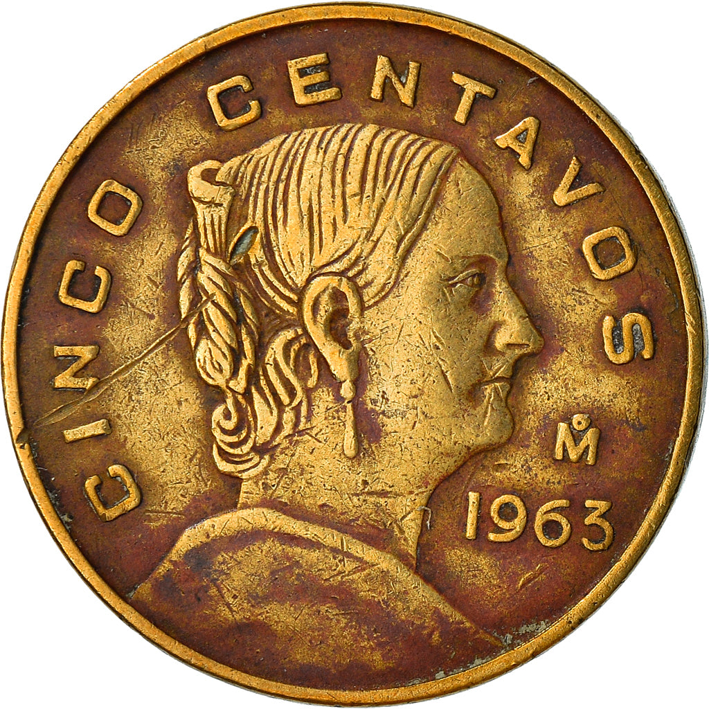 Moneta, Messico, 5 Centavos, 1963, Mexico City, MB+, Ottone, KM:426