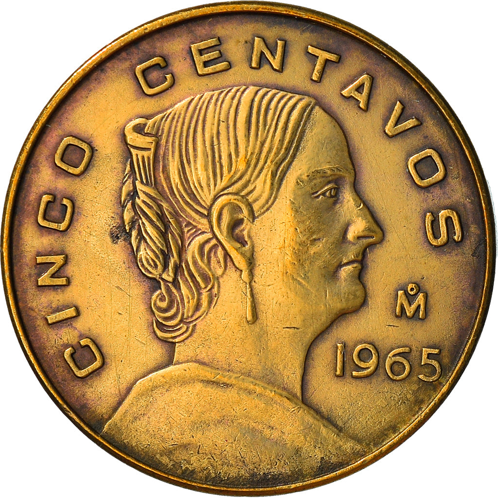 Moneda, México, 5 Centavos, 1965, Mexico City, BC+, Latón, KM:426