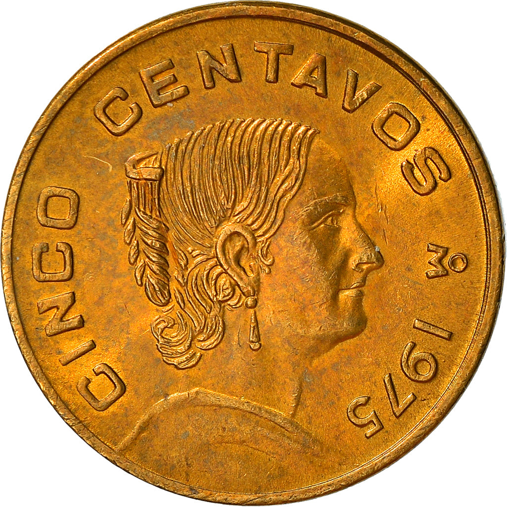 Moneda, México, 5 Centavos, 1975, Mexico City, EBC+, Latón, KM:427