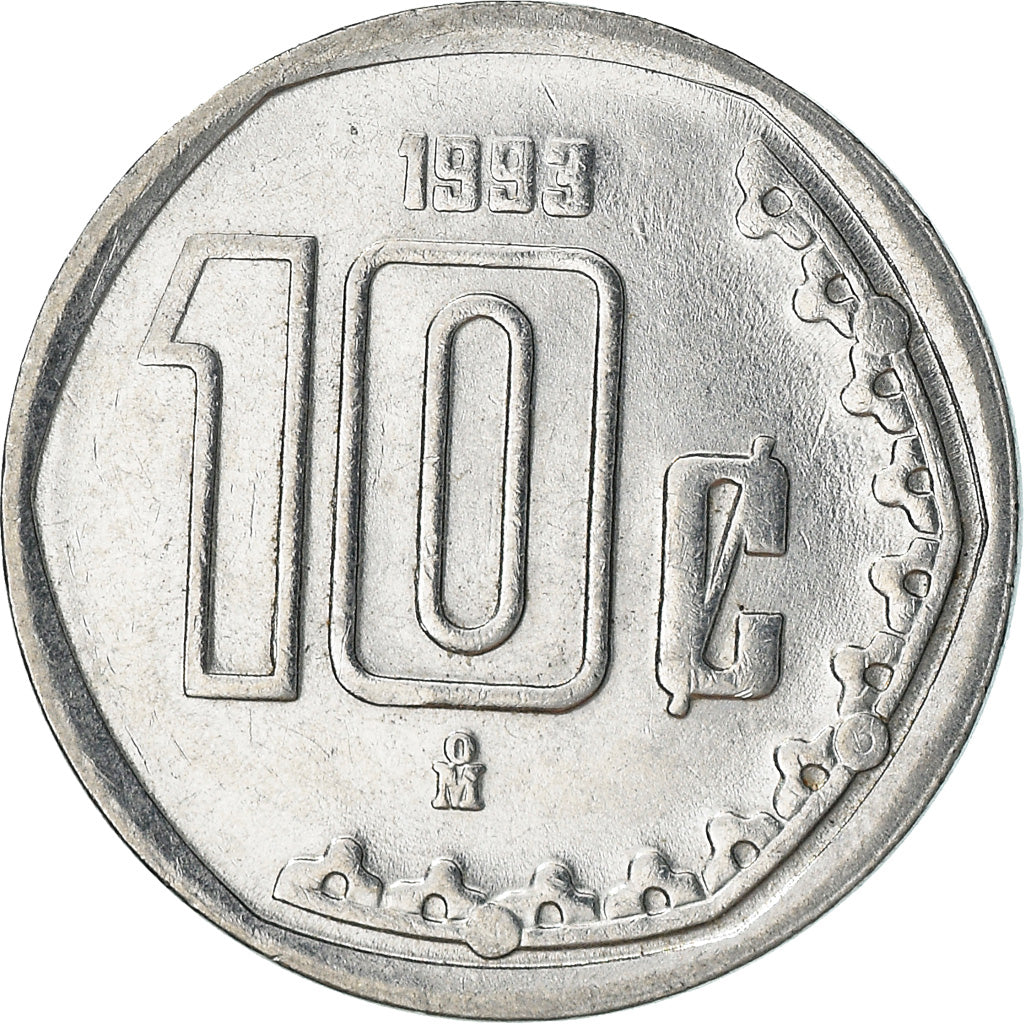 Coin, Mexico, 10 Centavos, 1993, Mexico City, MS(60-62), Stainless Steel, KM:547