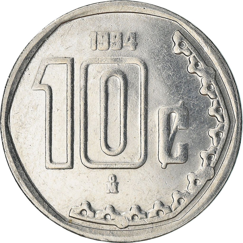 Coin, Mexico, 10 Centavos, 1994, Mexico City, AU(50-53), Stainless Steel, KM:547