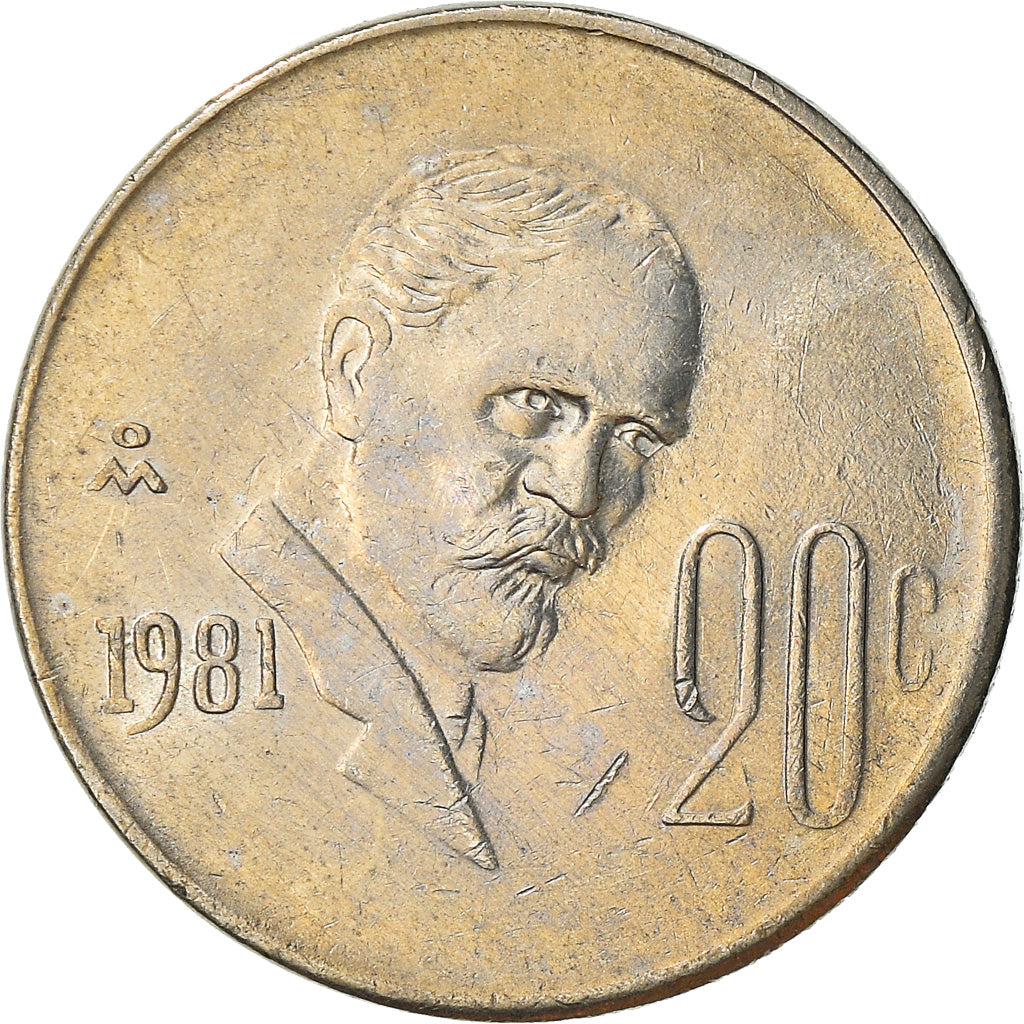 Coin, Mexico, 20 Centavos, 1981, Mexico City, AU(50-53), Copper-nickel, KM:442