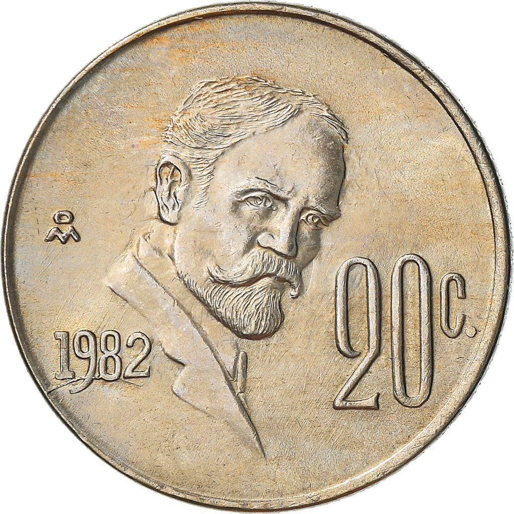 Coin, Mexico, 20 Centavos, 1982, Mexico City, AU(50-53), Copper-nickel, KM:442