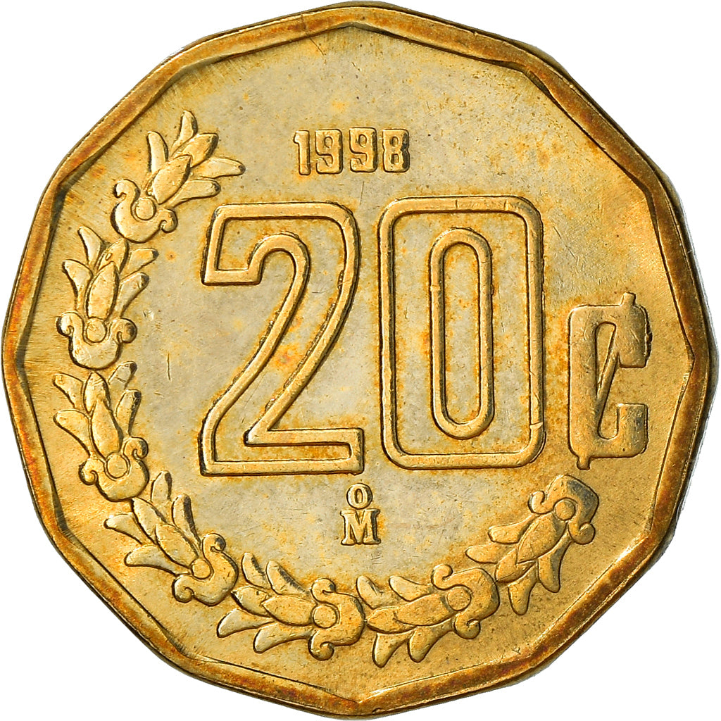 Coin, Mexico, 20 Centavos, 1998, Mexico City, VF(30-35), Aluminum-Bronze, KM:548