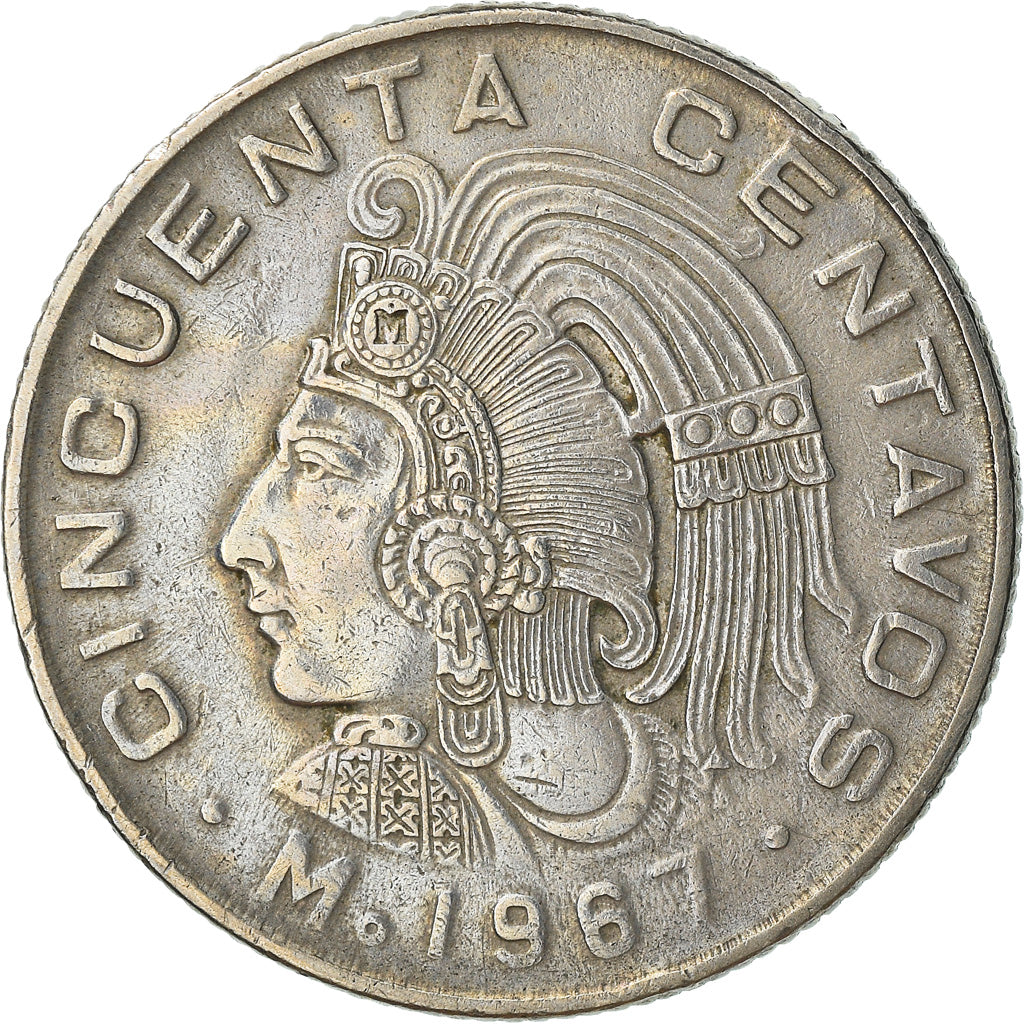 Moneda, México, 50 Centavos, 1967, Mexico City, MBC+, Cobre - níquel, KM:451