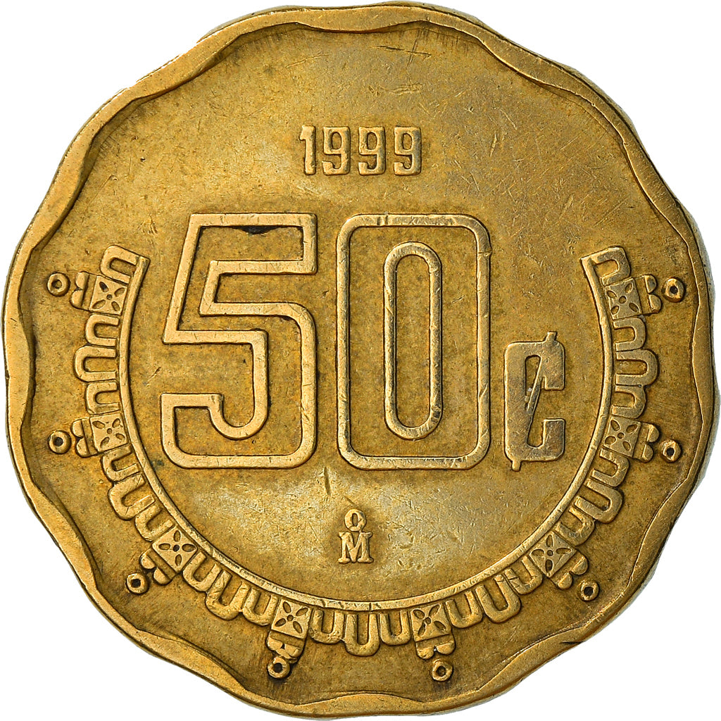Moneda, México, 50 Centavos, 1999, Mexico City, BC+, Aluminio - bronce, KM:549