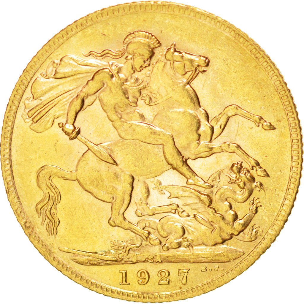 SOUTH AFRICA, Sovereign, 1927, KM #21, AU(55-58), Gold, 8.03