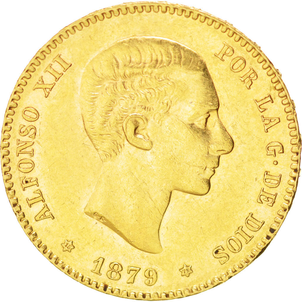 Moneta, Spagna, Alfonso XII, 25 Pesetas, 1879, BB+, Oro, KM:673