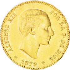 Moneta, Spagna, Alfonso XII, 25 Pesetas, 1879, BB+, Oro, KM:673