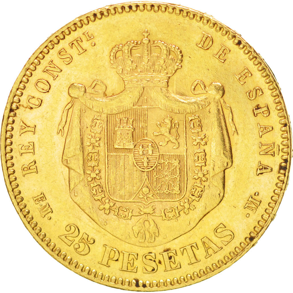 Moneta, Spagna, Alfonso XII, 25 Pesetas, 1879, BB+, Oro, KM:673