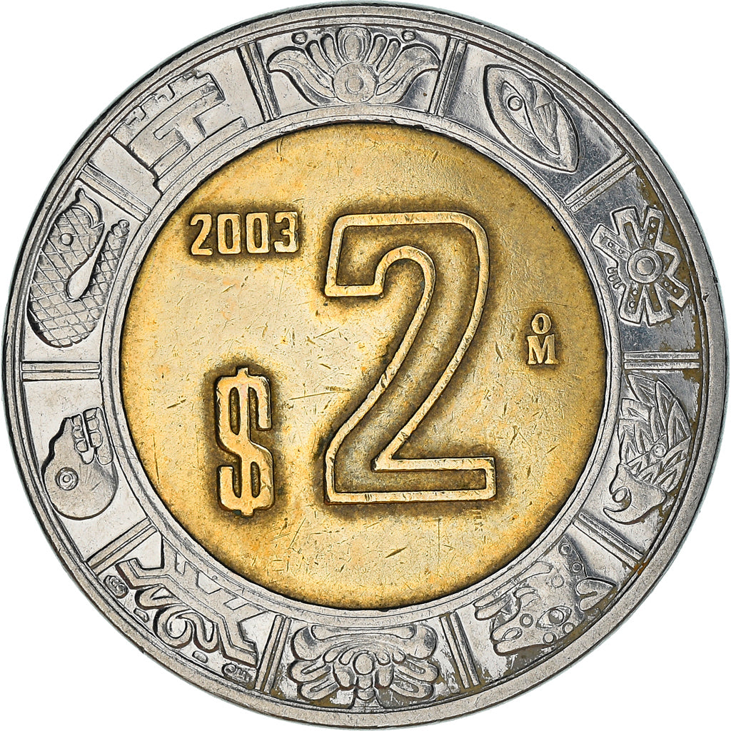 Coin, Mexico, 2 Pesos, 2003, Mexico City, EF(40-45), Bi-Metallic, KM:604