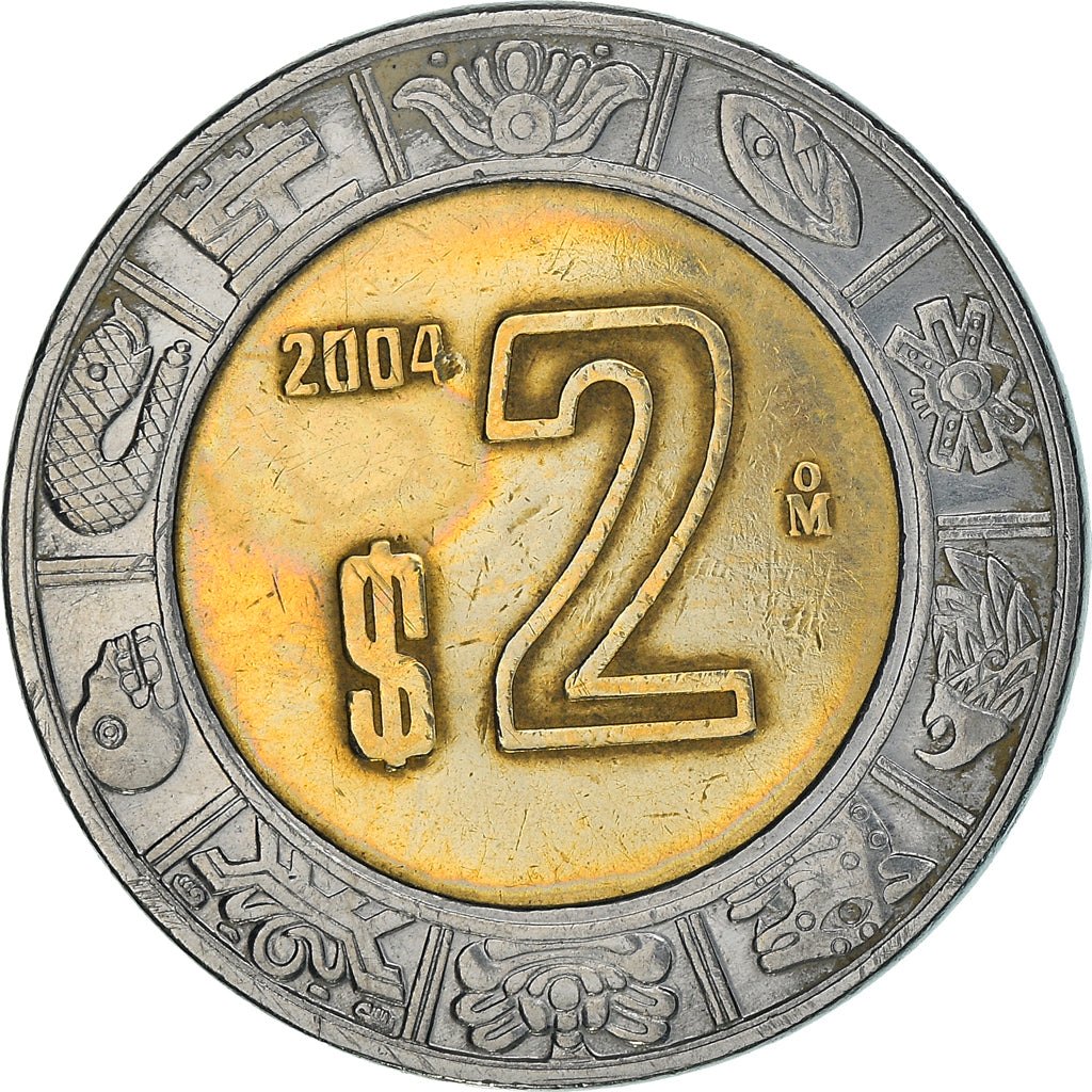 Coin, Mexico, 2 Pesos, 2004, Mexico City, VF(20-25), Bi-Metallic, KM:604