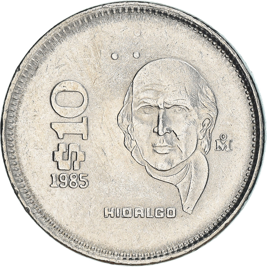 Moneda, México, 10 Pesos, 1985, Mexico City, BC+, Acero inoxidable, KM:512
