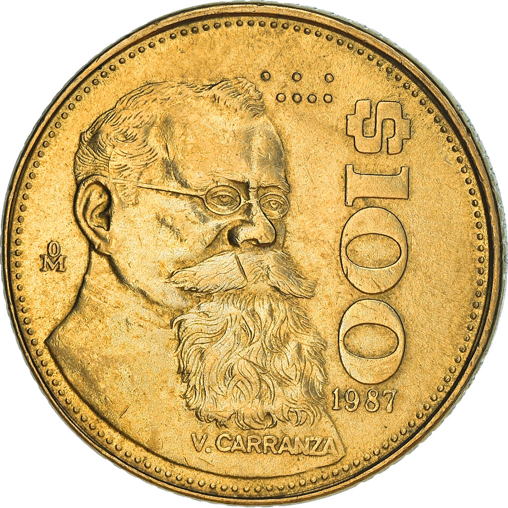 Moneda, México, 100 Pesos, 1987, Mexico City, EBC, Aluminio - bronce, KM:493