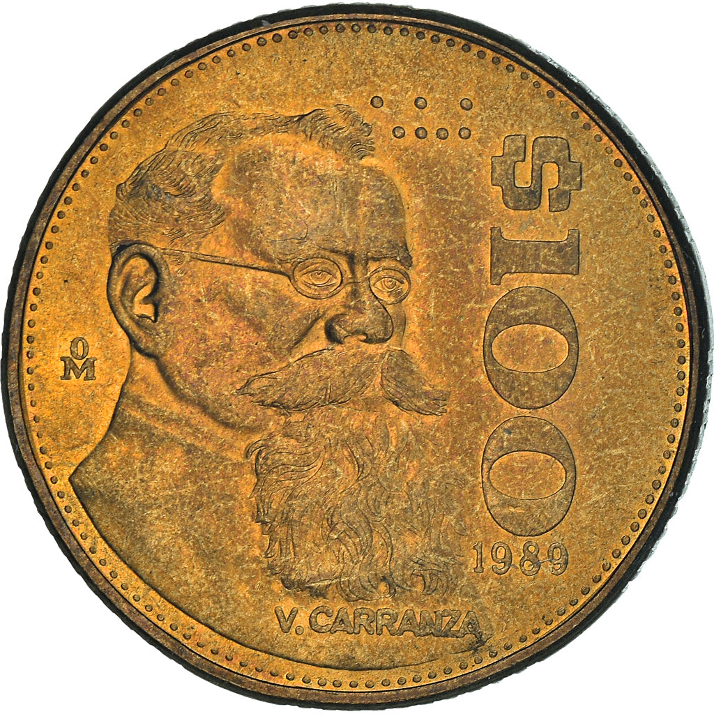 Coin, Mexico, 100 Pesos, 1989, Mexico City, AU(50-53), Aluminum-Bronze, KM:493