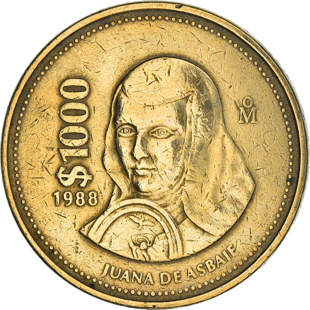 Moneta, Messico, 1000 Pesos, 1988, Mexico City, MB, Alluminio-bronzo, KM:536