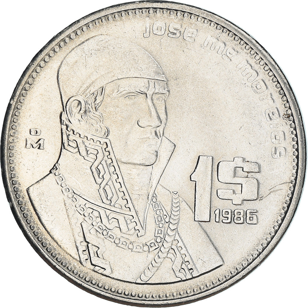 Coin, Mexico, Peso, 1986, Mexico City, MS(64), Stainless Steel, KM:496