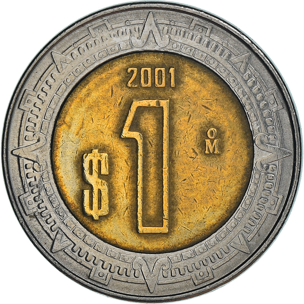 Munten, Mexico, Peso, 2001, Mexico City, FR+, Bi-Metallic, KM:603