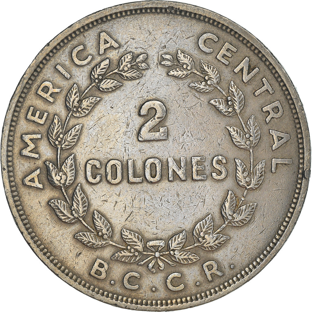 Moneda, Costa Rica, 2 Colones, 1968, MBC, Cobre - níquel, KM:187.2