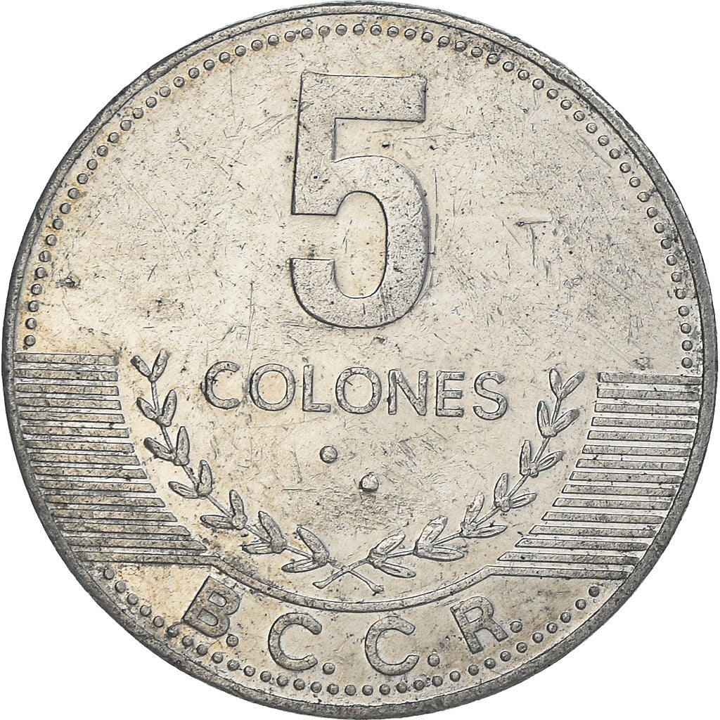 Moneta, Costa Rica, 5 Colones, 2008, BB+, Alluminio, KM:227b