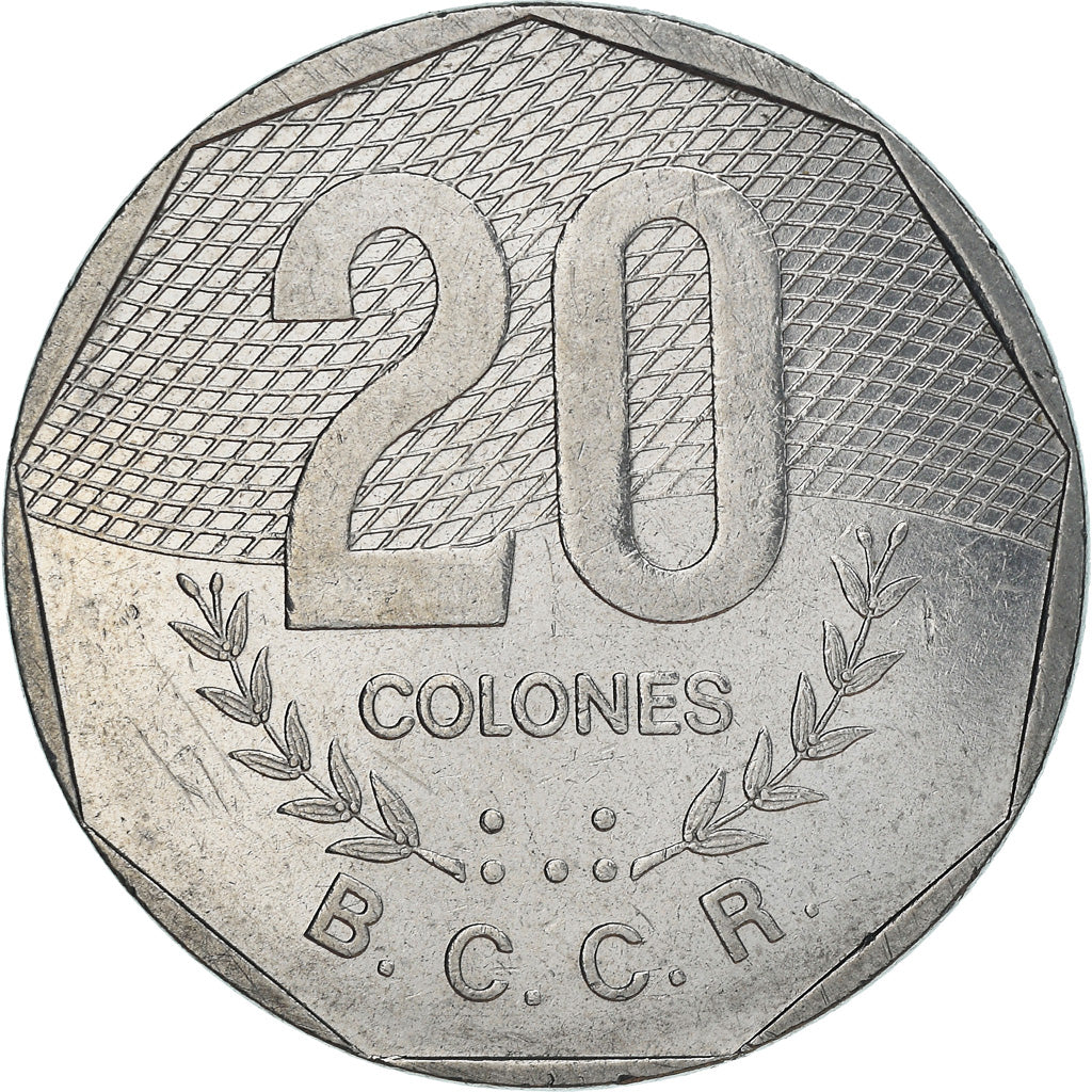 Moneta, Costa Rica, 20 Colones, 1983, MB+, Acciaio inossidabile, KM:216.1