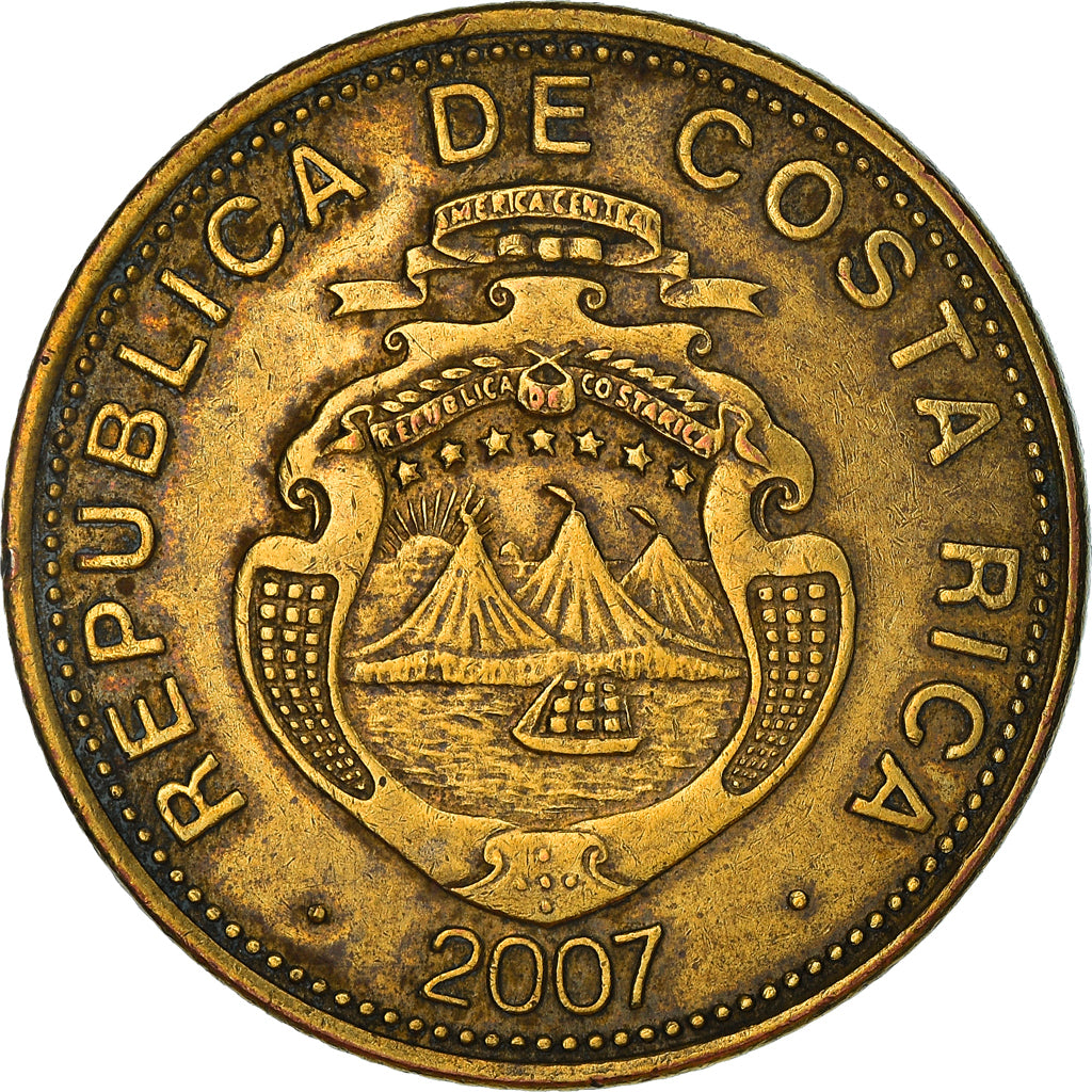 Moneda, Costa Rica, 100 Colones, 2007, BC+, Latón chapado en acero, KM:240a