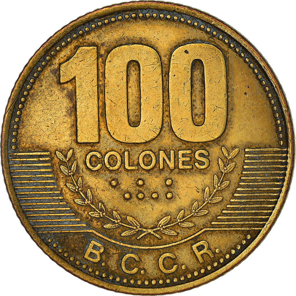 Moneda, Costa Rica, 100 Colones, 2007, BC+, Latón chapado en acero, KM:240a