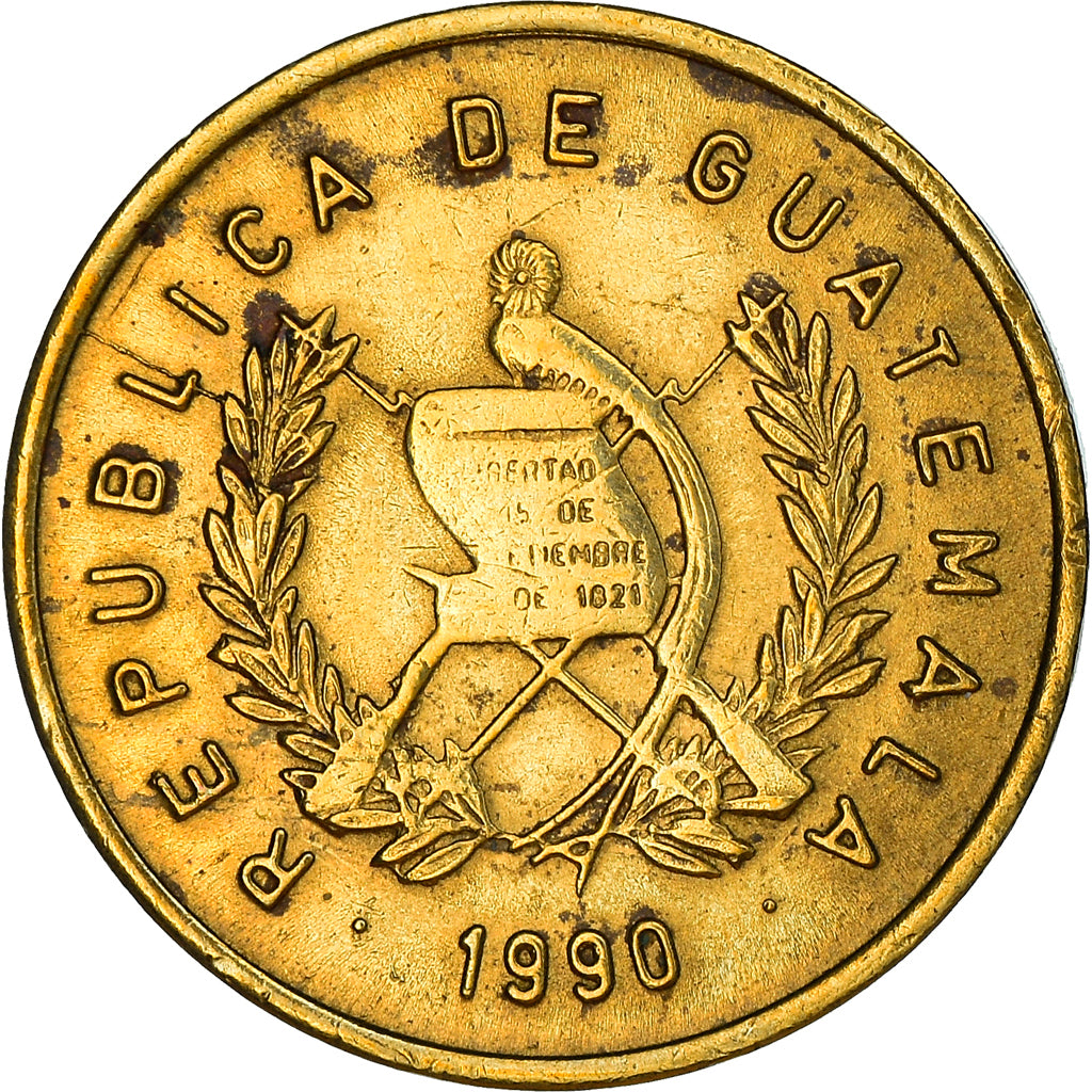 Münze, Guatemala, Centavo, Un, 1990, S+, Messing, KM:275.3