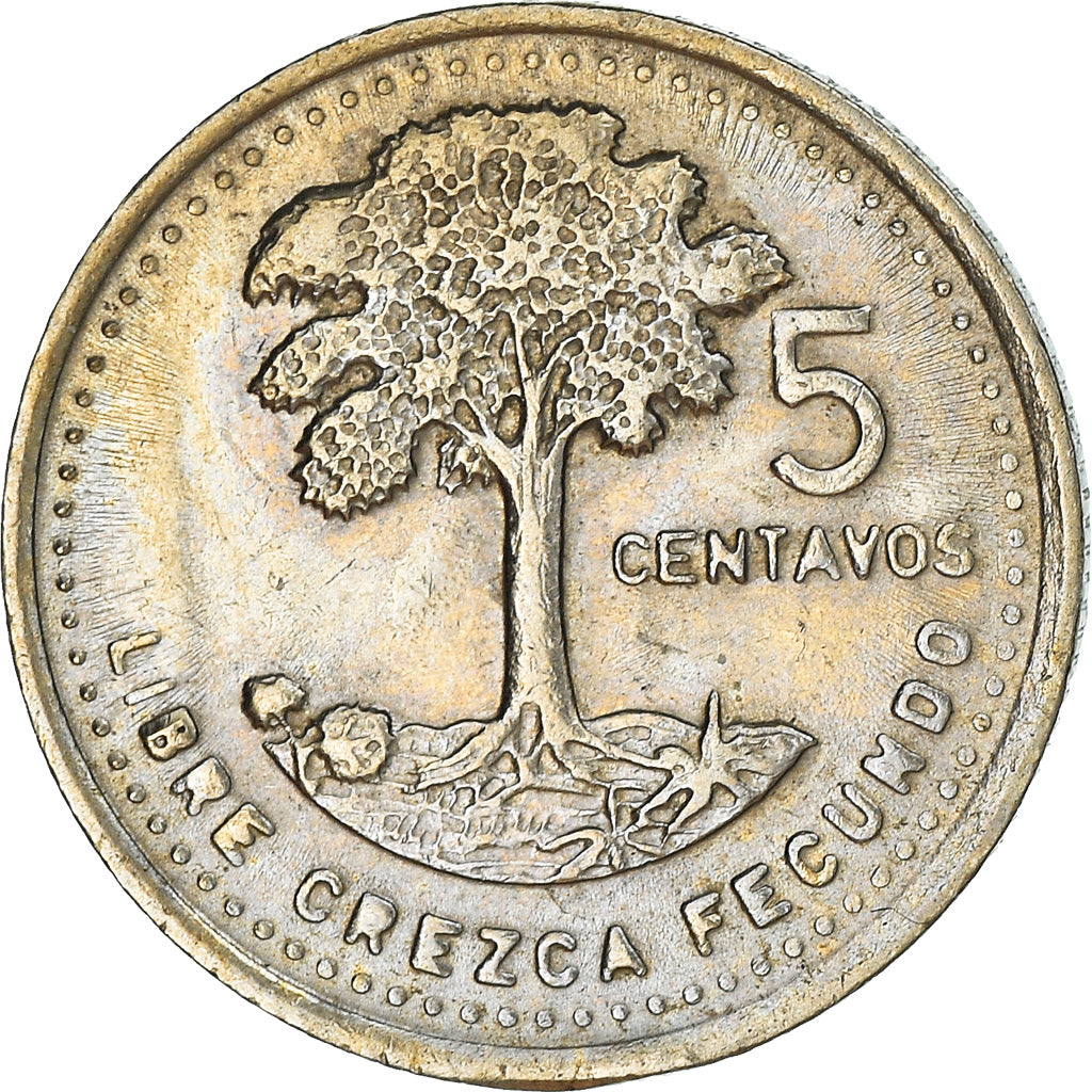 Moneta, Guatemala, 5 Centavos, 1990, BB, Rame-nichel, KM:276.4