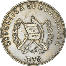 Moneda, Guatemala, 25 Centavos, 1975, MBC, Cobre - níquel, KM:272