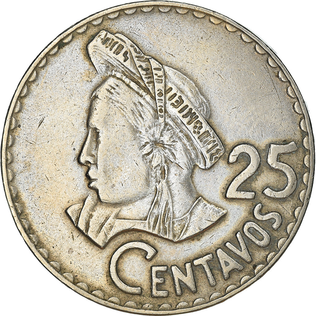 Moneda, Guatemala, 25 Centavos, 1975, MBC, Cobre - níquel, KM:272