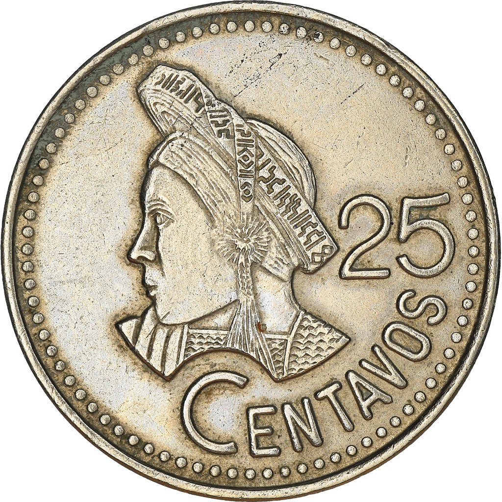 Moneda, Guatemala, 25 Centavos, 1987, MBC+, Cobre - níquel, KM:278.5