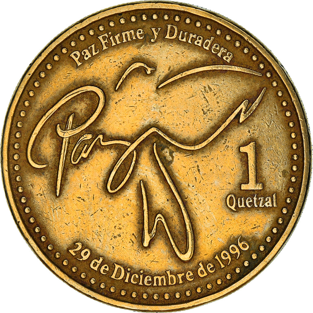 Moneta, Guatemala, Quetzal, 1999, VF(30-35), Mosiądz niklowy, KM:284