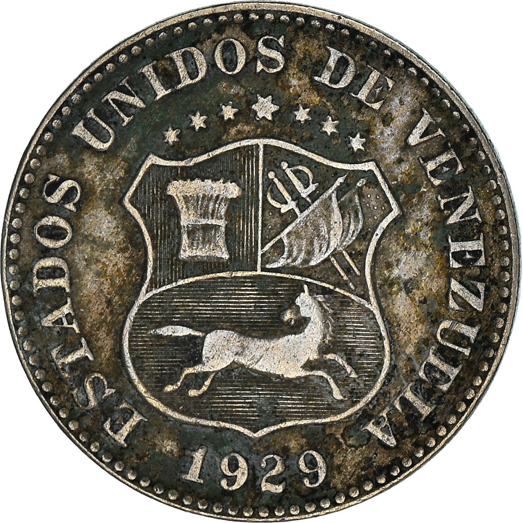 Moneta, Venezuela, 5 Centimos, 1929, MB+, Rame-nichel, KM:27