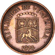 Monnaie, Venezuela, 5 Centimos, 1974, TB+, Copper Clad Steel, KM:49