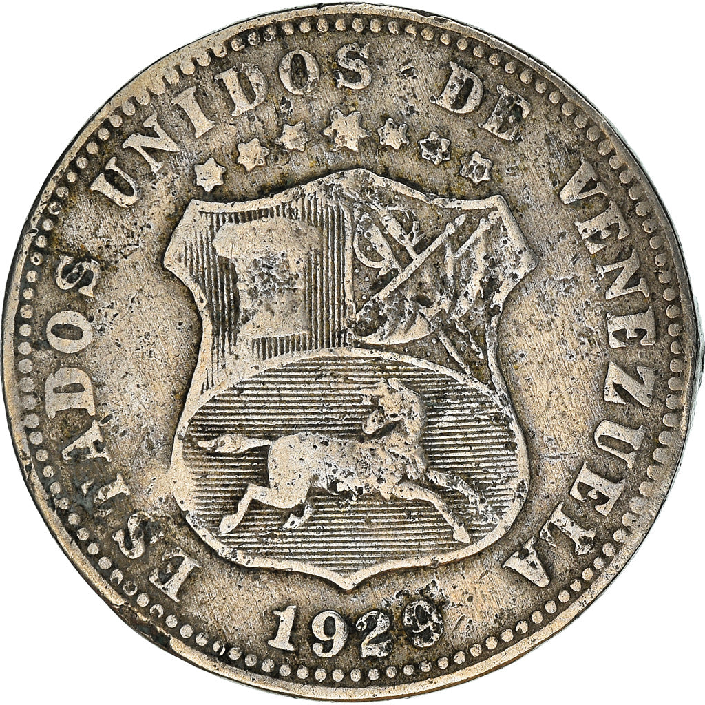 Coin, Venezuela, 12-1/2 Centimos, 1929, VF(20-25), Copper-nickel, KM:28
