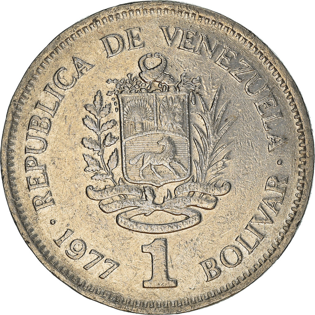 Moneta, Venezuela, Bolivar, 1977, MB+, Nichel, KM:52