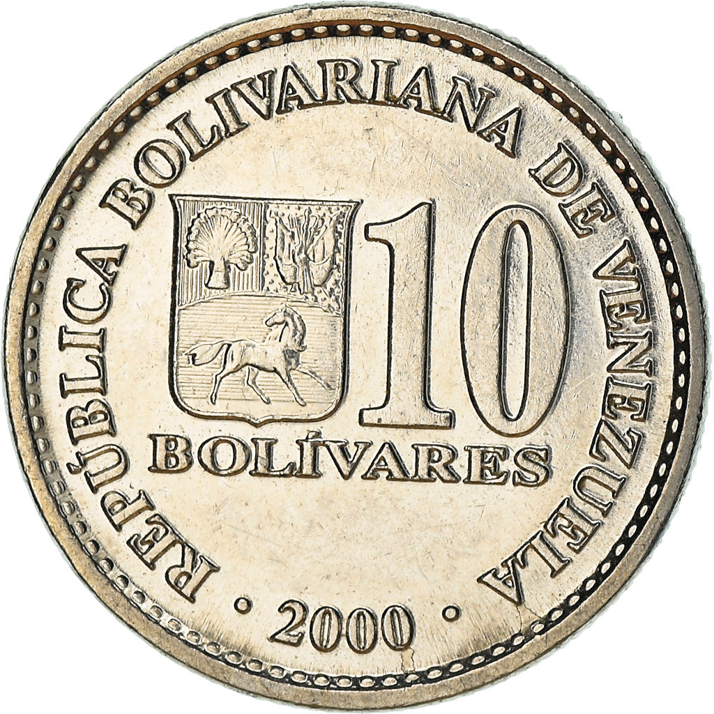 Münze, Venezuela, 10 Bolívares, 2000, Maracay, VZ+, Nickel Clad Steel, KM:80