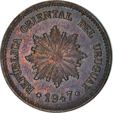 Moneta, Uruguay, 2 Centesimos, 1947, Santiago, SPL-, Rame-stagno-zinco, KM:20a