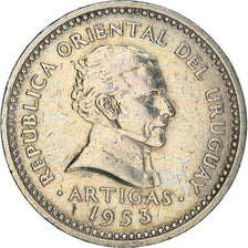 Monnaie, Uruguay, 5 Centesimos, 1953, Santiago, TTB+, Copper-nickel, KM:34