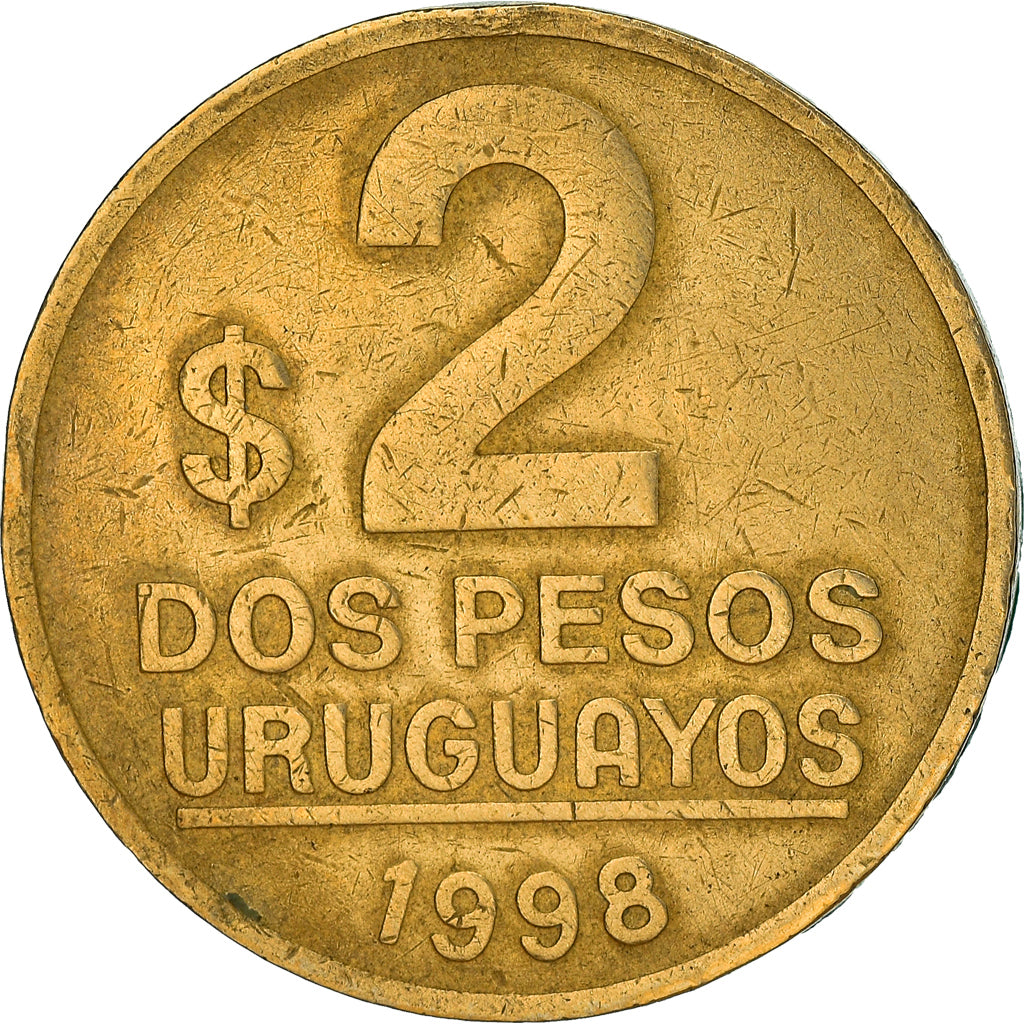 Münze, Uruguay, 2 Pesos Uruguayos, 1998, S+, Aluminum-Bronze, KM:104.2